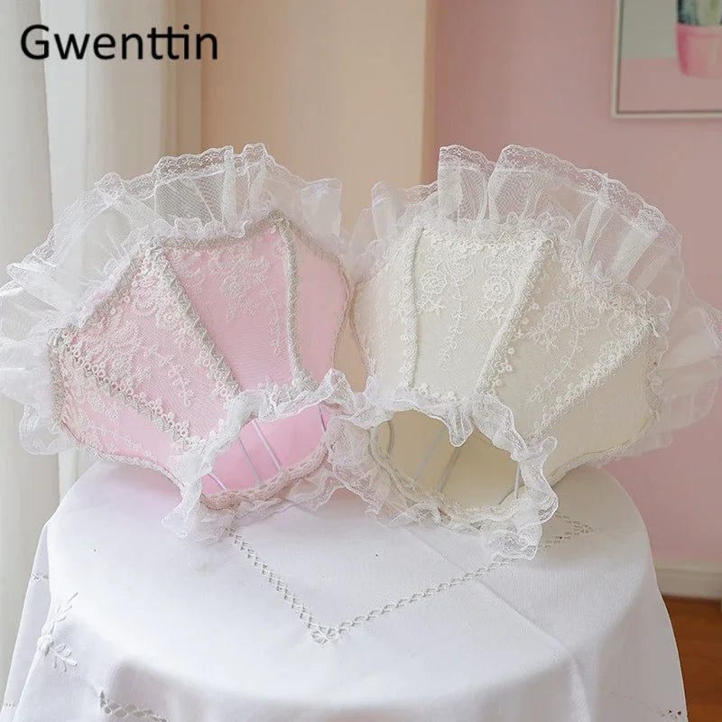 Lace Table Lamp – Pink or White Fabric Shade