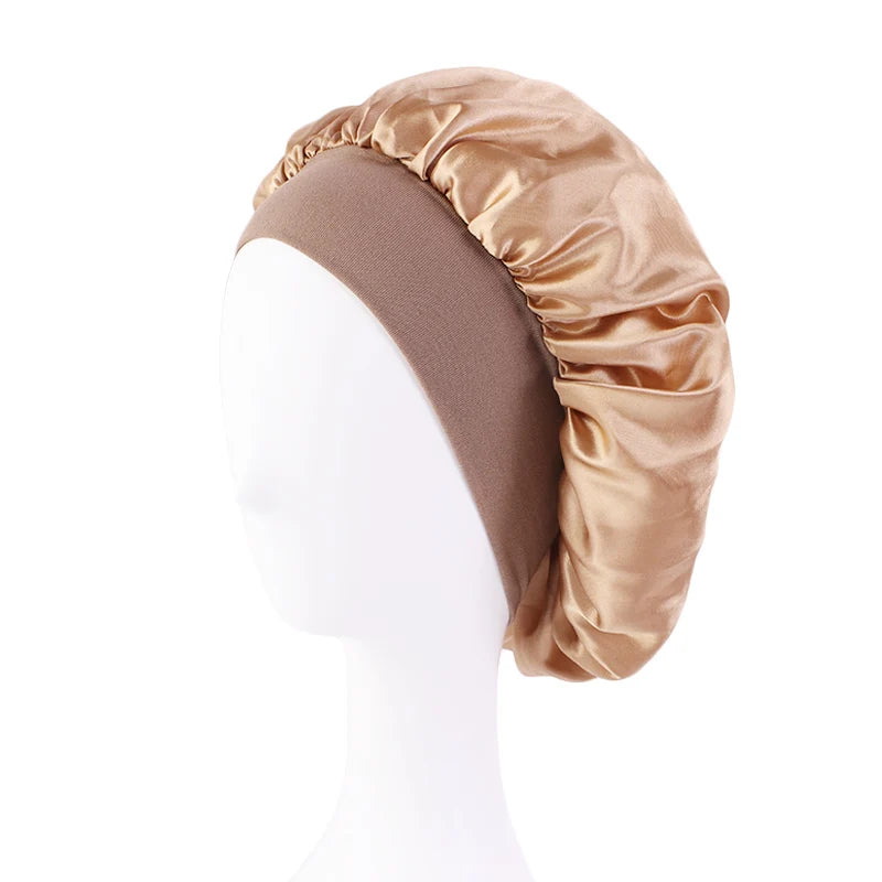Satin Sleep Bonnet — Wide-Brim Hair Care Cap