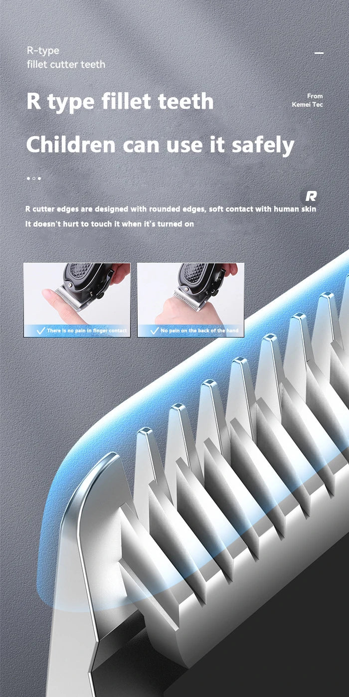 Kemei KM-1071 / KM-2299 / KM-2024 Cordless Hair Clipper – Wet/Dry, USB Rechargeable, CE & CCC