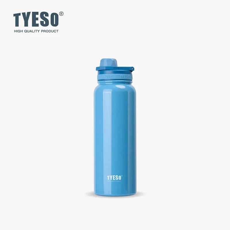 TYESO 304 SS Vacuum Thermos Bottle – Wide Mouth, Leakproof, 6–12Hr, 600–1200ml, 10+ Colors, Optional Cup Bag