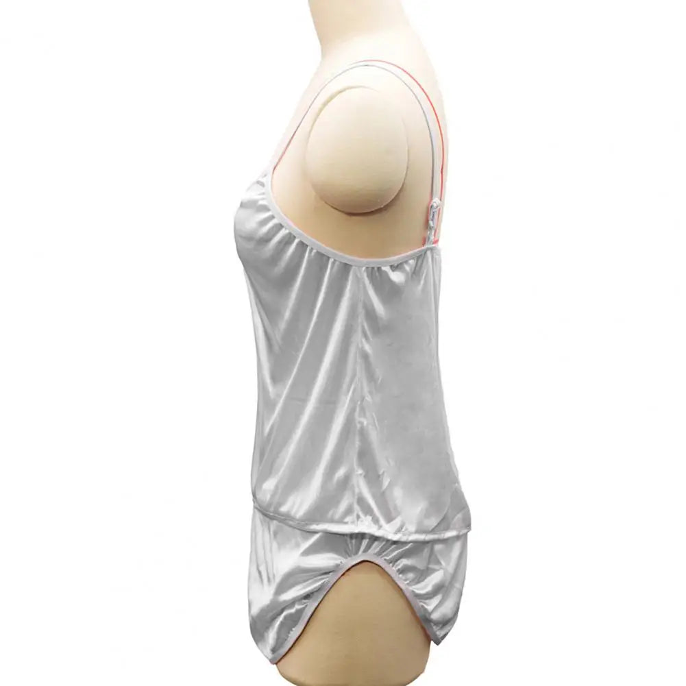 Low Cut Vest & Shorts Sleepwear Set — Solid Color Summer Nightwear