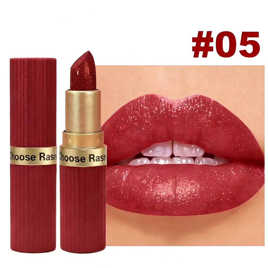 Pearlescent Glitter Velvet Lipstick — Waterproof Matte Shimmer Diamond Finish