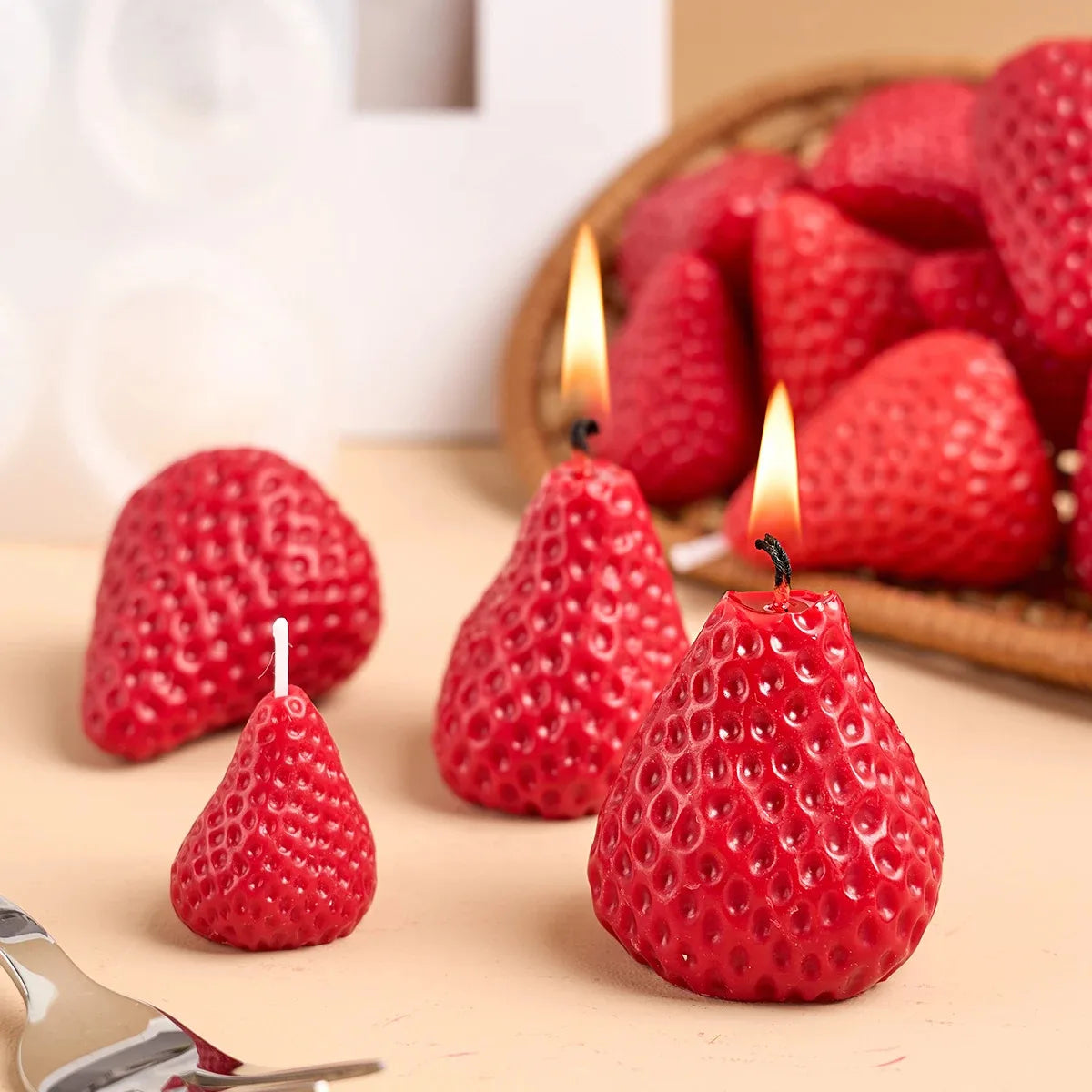 3D Strawberry Silicone Mold — DIY Scented Candles, Aromatherapy & Gift Decor