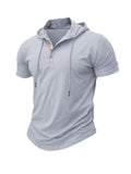 Men's Hooded Short-Sleeve Gym T-Shirt — Athletic Training Tee with Hood