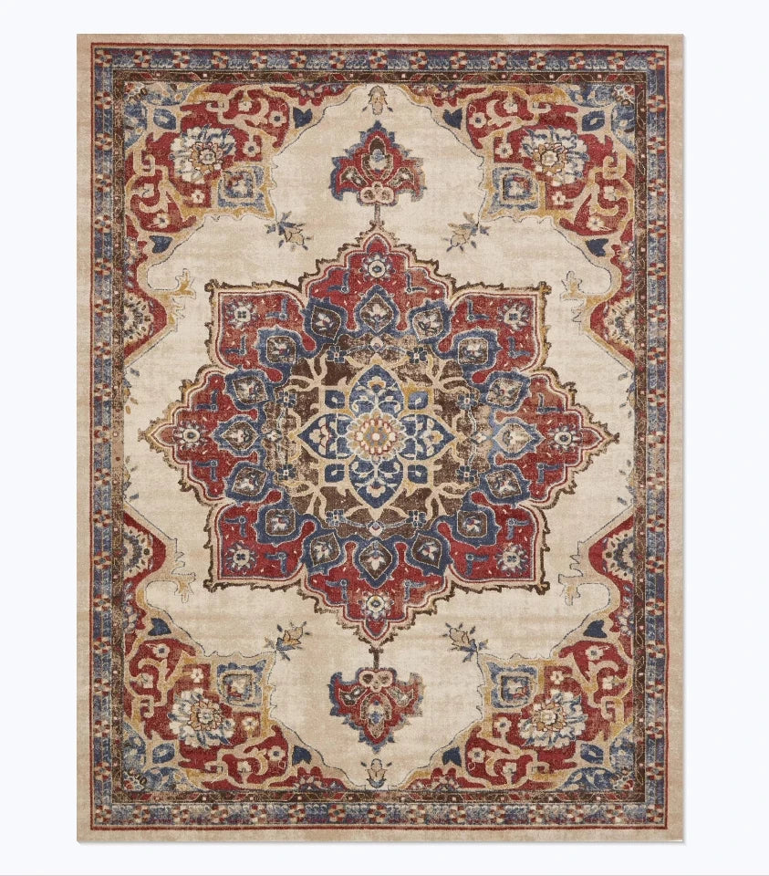 American Retro Style Large Area Rug – Anti-Slip Washable Carpet for Living Room & Bedroom