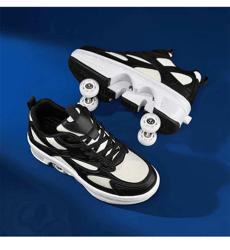 2-in-1 Deform Wheel Roller Skate Shoes – Invisible Removable Pulley, Automatic Walking & Skating Parkour Shoes