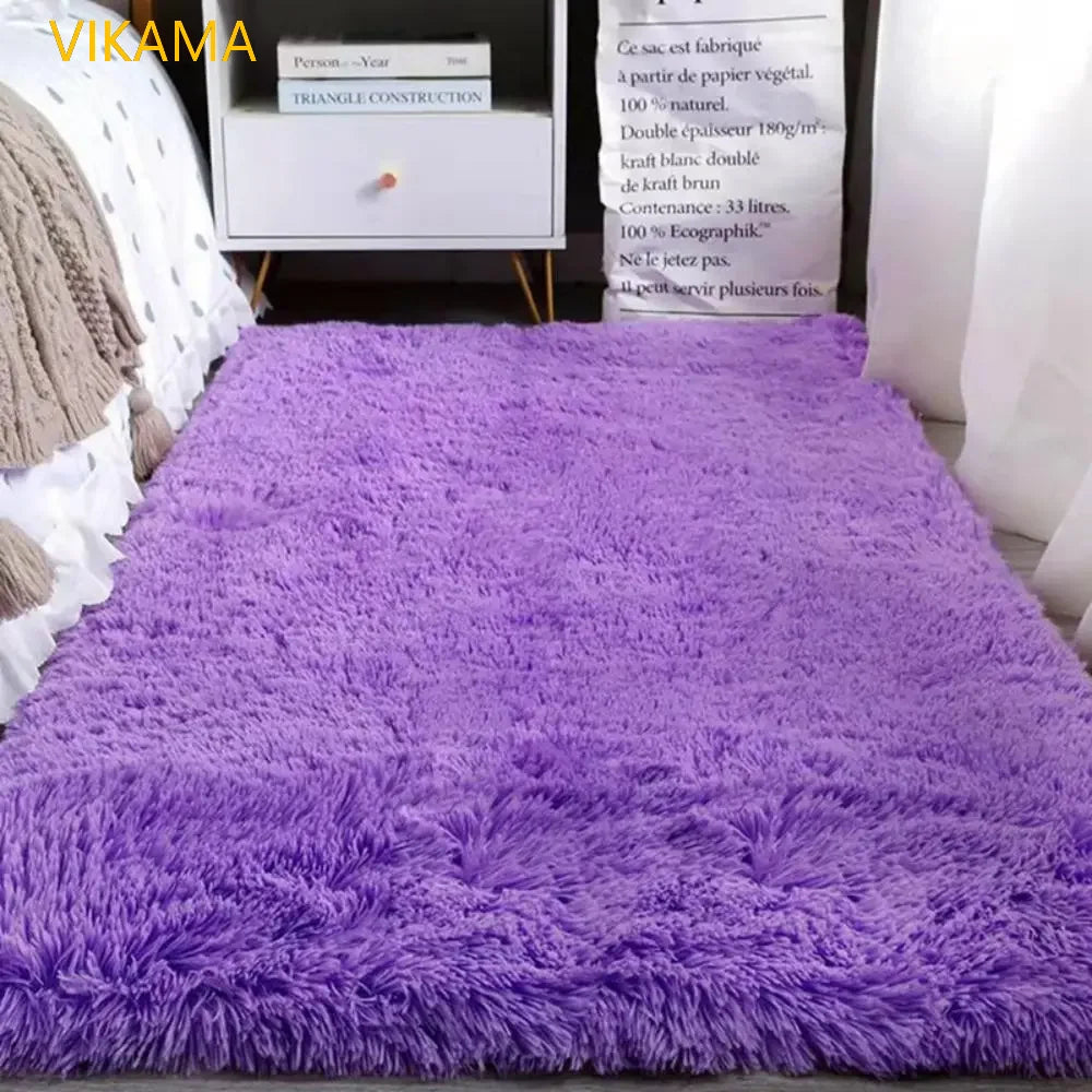 Solid Color Plush Area Rug & Bed Blanket – Soft Silk Wool Carpet for Bedroom & Living Room, 7 Colors & 7 Sizes