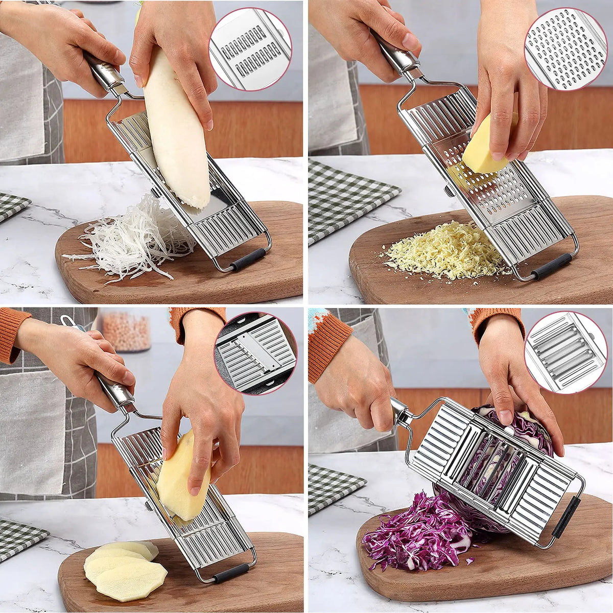 Manual Vegetable Slicer & Grater with Interchangeable Blades