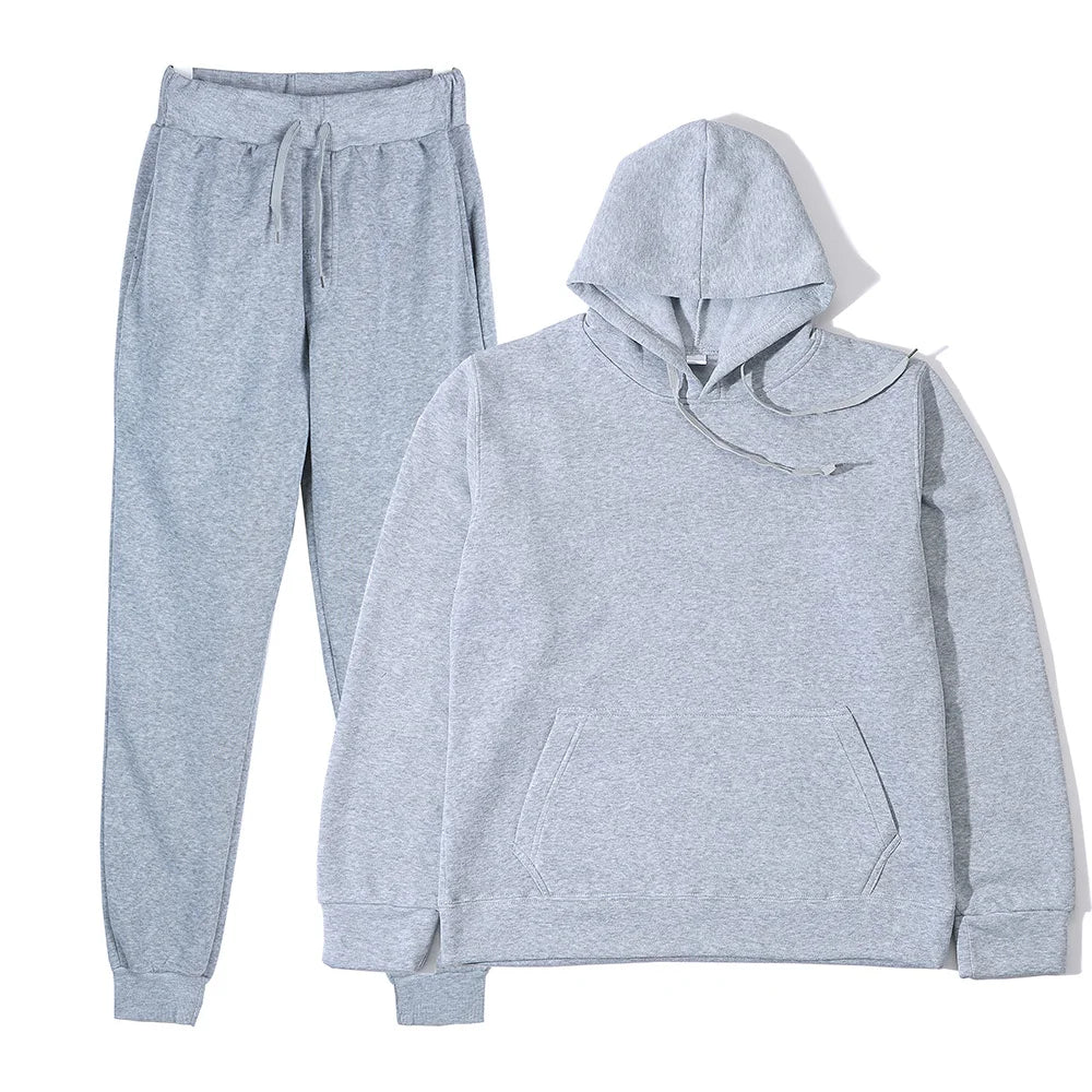 Men's Solid Color Hoodie & Pants Tracksuit Set – Fashionable Casual Sport (S–3XL)