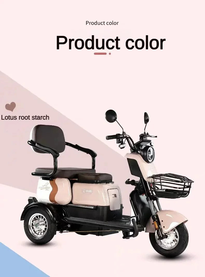 3-Wheel Electric Mobility Scooter for Adults, Long-Range Tricycle