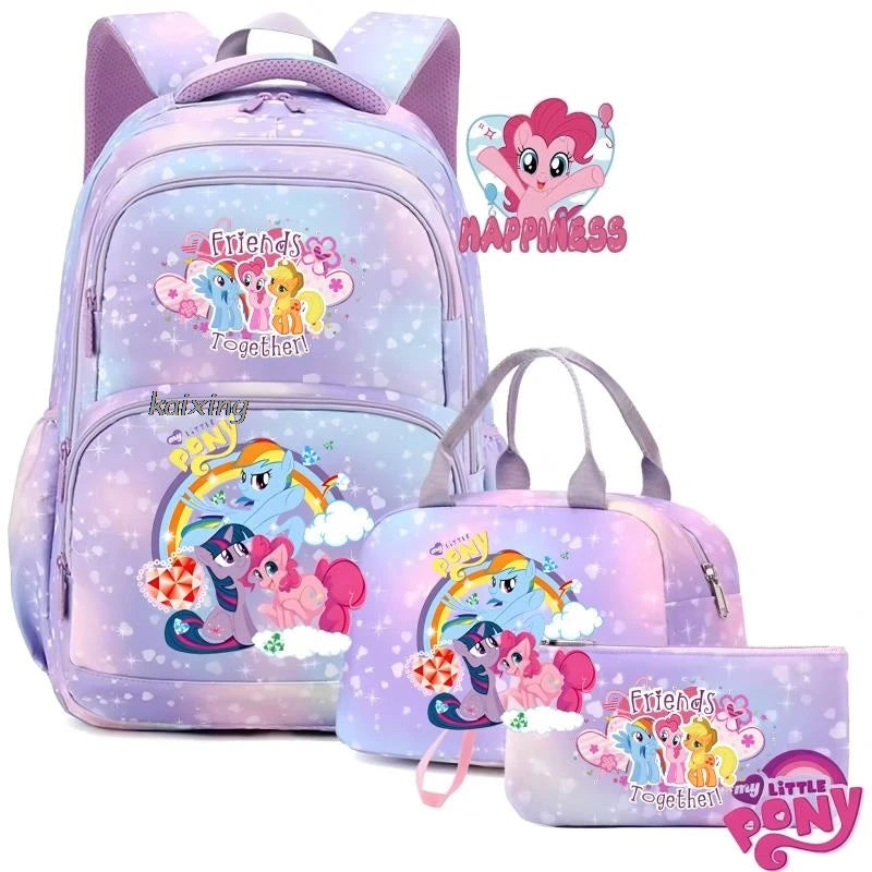 My Little Pony 3-Piece Kids Backpack Set – School Bag, Lunch Bag & Pencil Case