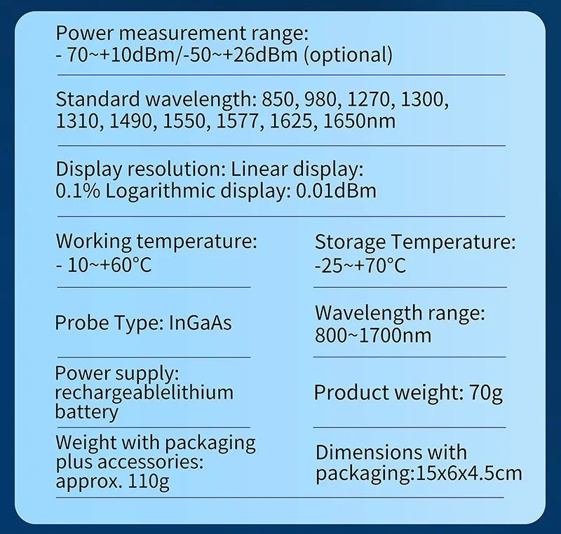 High-Precision FTTH Fiber Optic Power Meter — Digital Optical Signal Tester