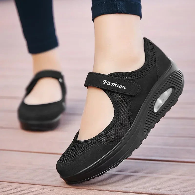 Women's Air Mesh Hook-and-Loop Casual Shoes