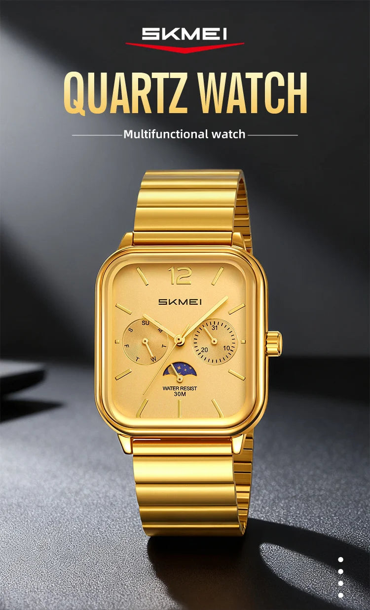SKMEI Men's Luxury Business Quartz Watch | Waterproof Calendar Week Display Casual Wristwatch