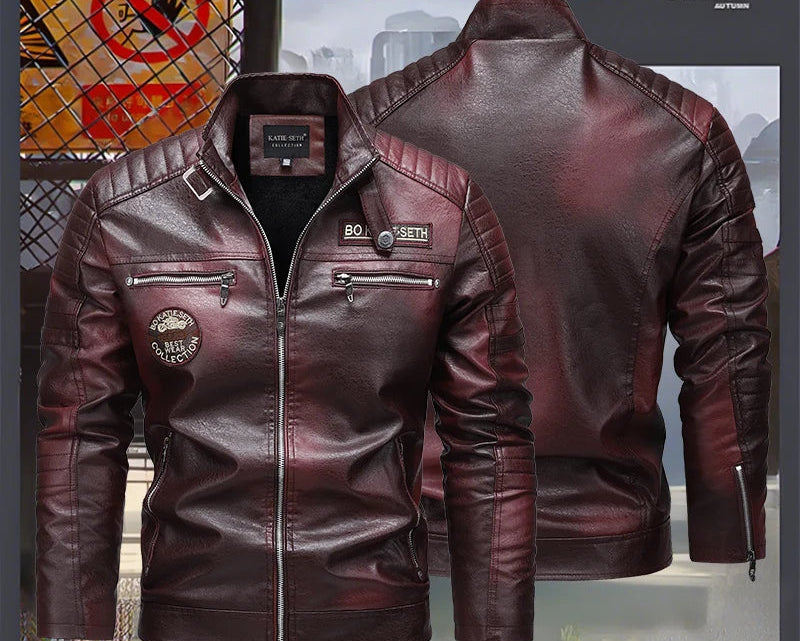 Men's Faux Leather Jacket – Slim Fit Casual Layer