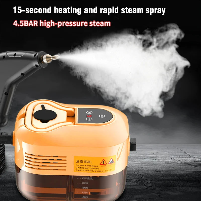 2500W Handheld Steam Cleaner – Digital Display, 6-Speed, 1200ml Tank, 110V/220V, Kitchen, Car & Furniture