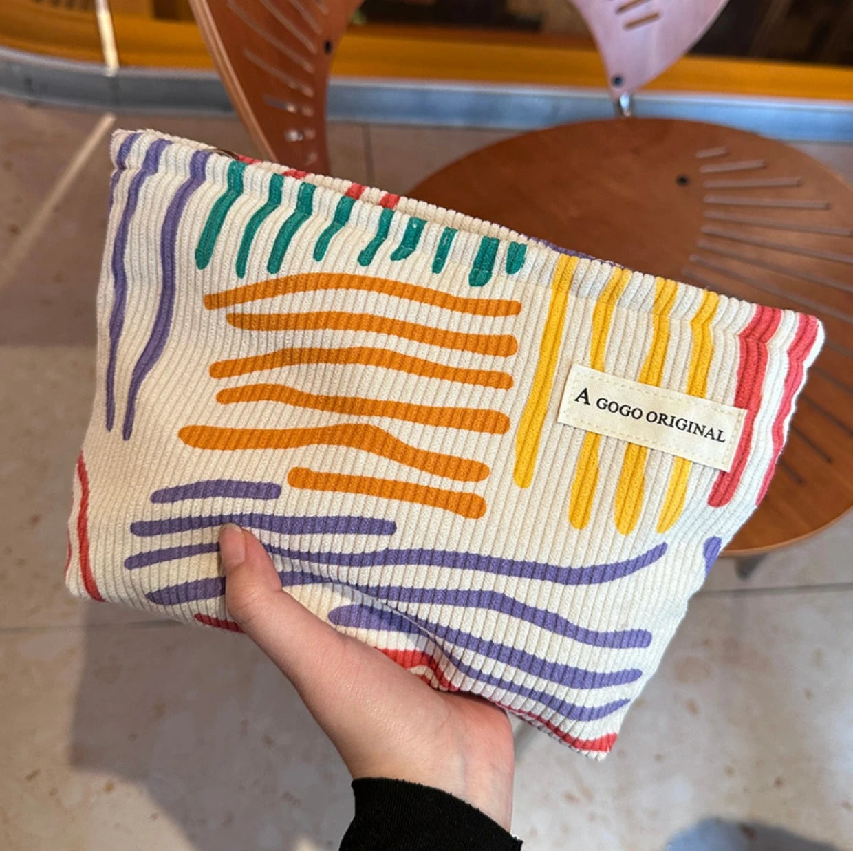 Large Capacity Corduroy Travel Cosmetic Bag