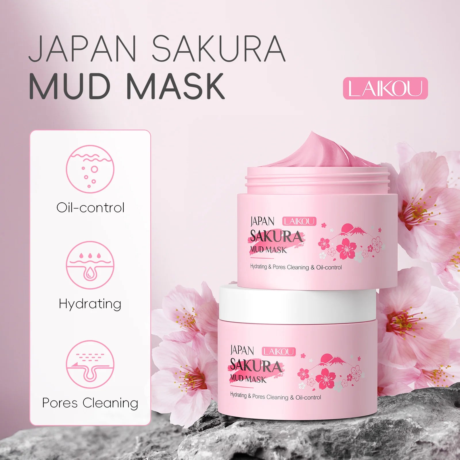 LAIKOU Sakura Clay Deep Cleansing Face Mask — Oil Control & Pore Refining