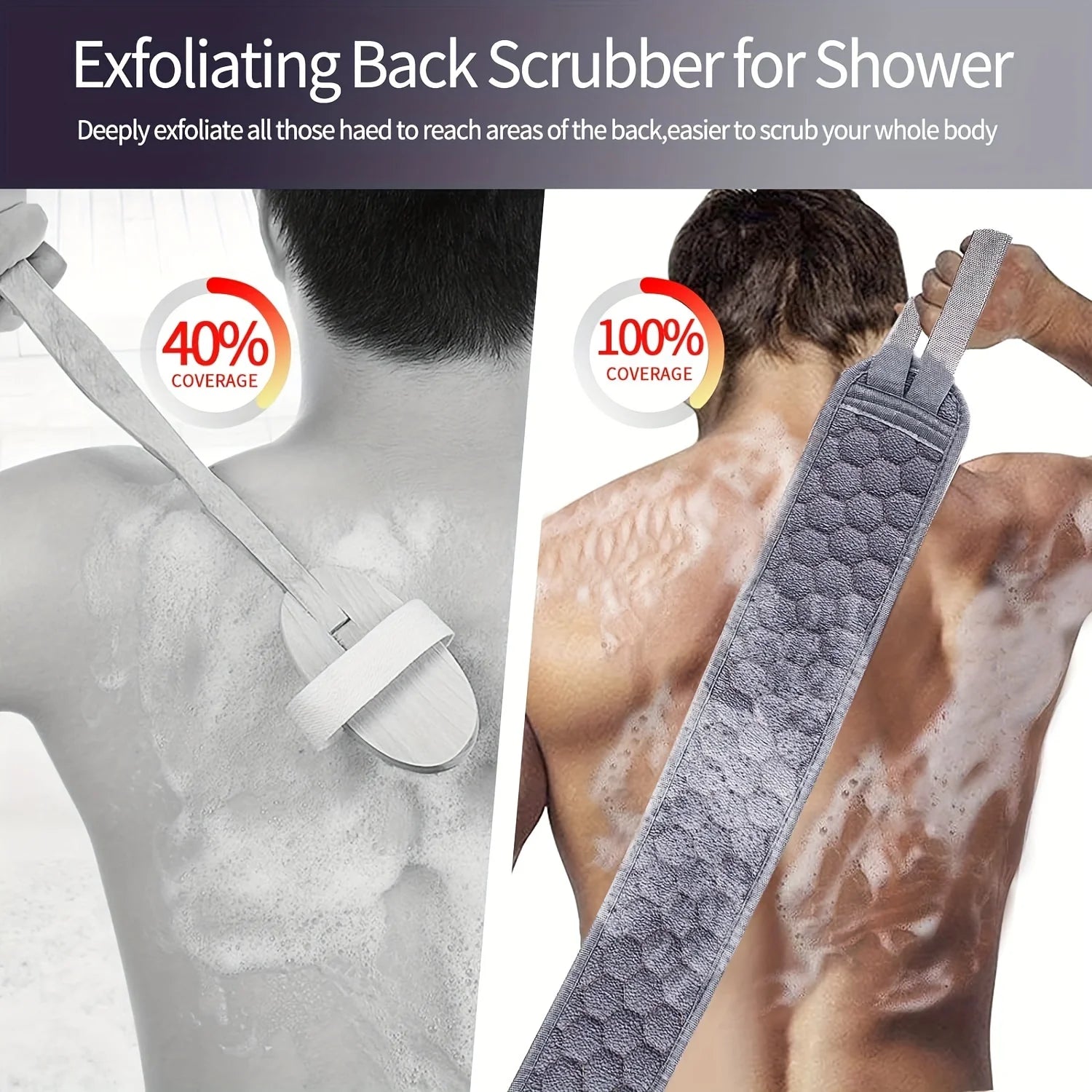 3-Piece Exfoliating Body Scrubber Set — Back Scrubber, Bath Glove & Shower Loofah for Deep Clean