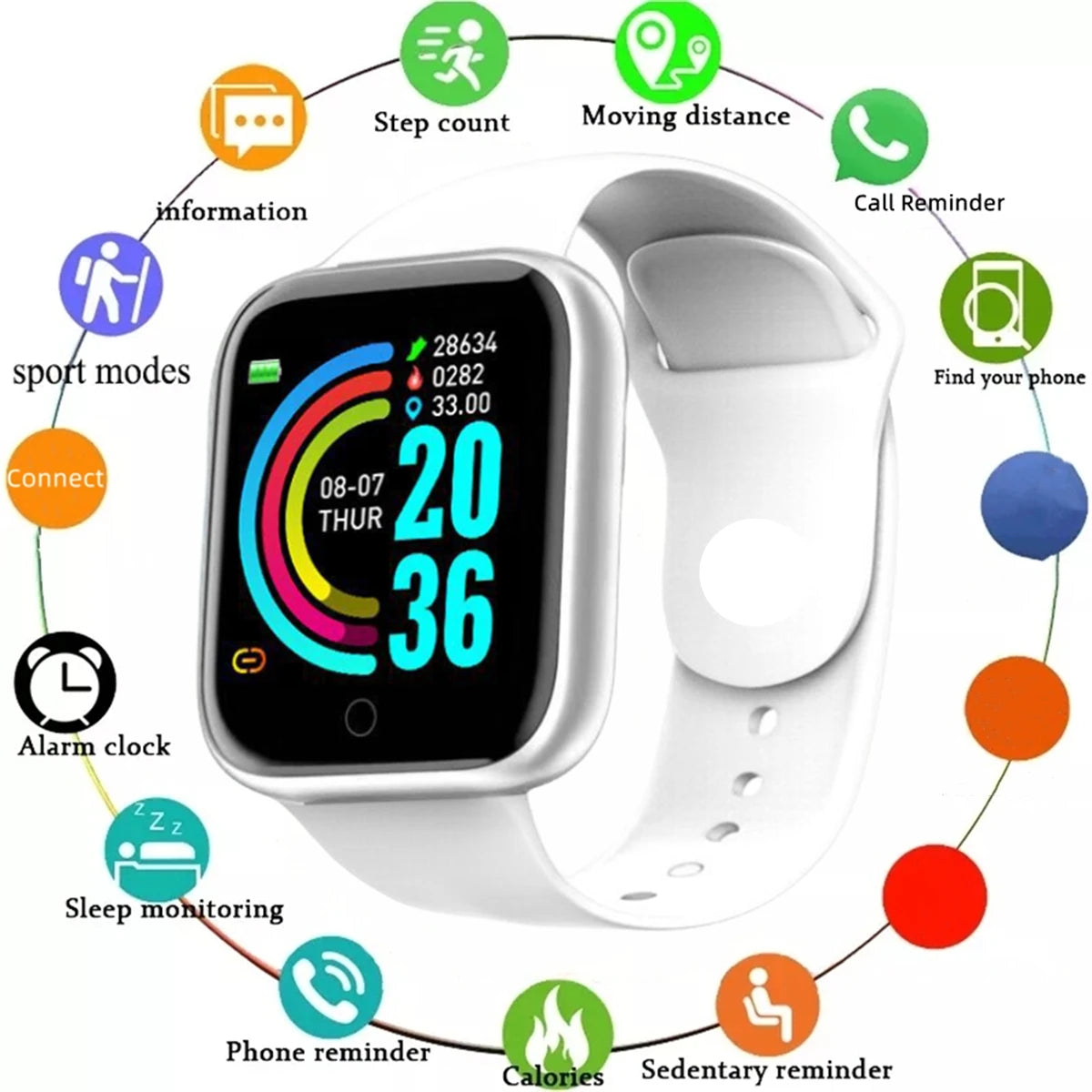 Track Every Move. Every Day. — Y68 & 116Plus Smartwatch | Fitness Tracker, Heart Rate Monitor, Sleep Tracker, Message Alerts, Android & iOS, 9 Colors