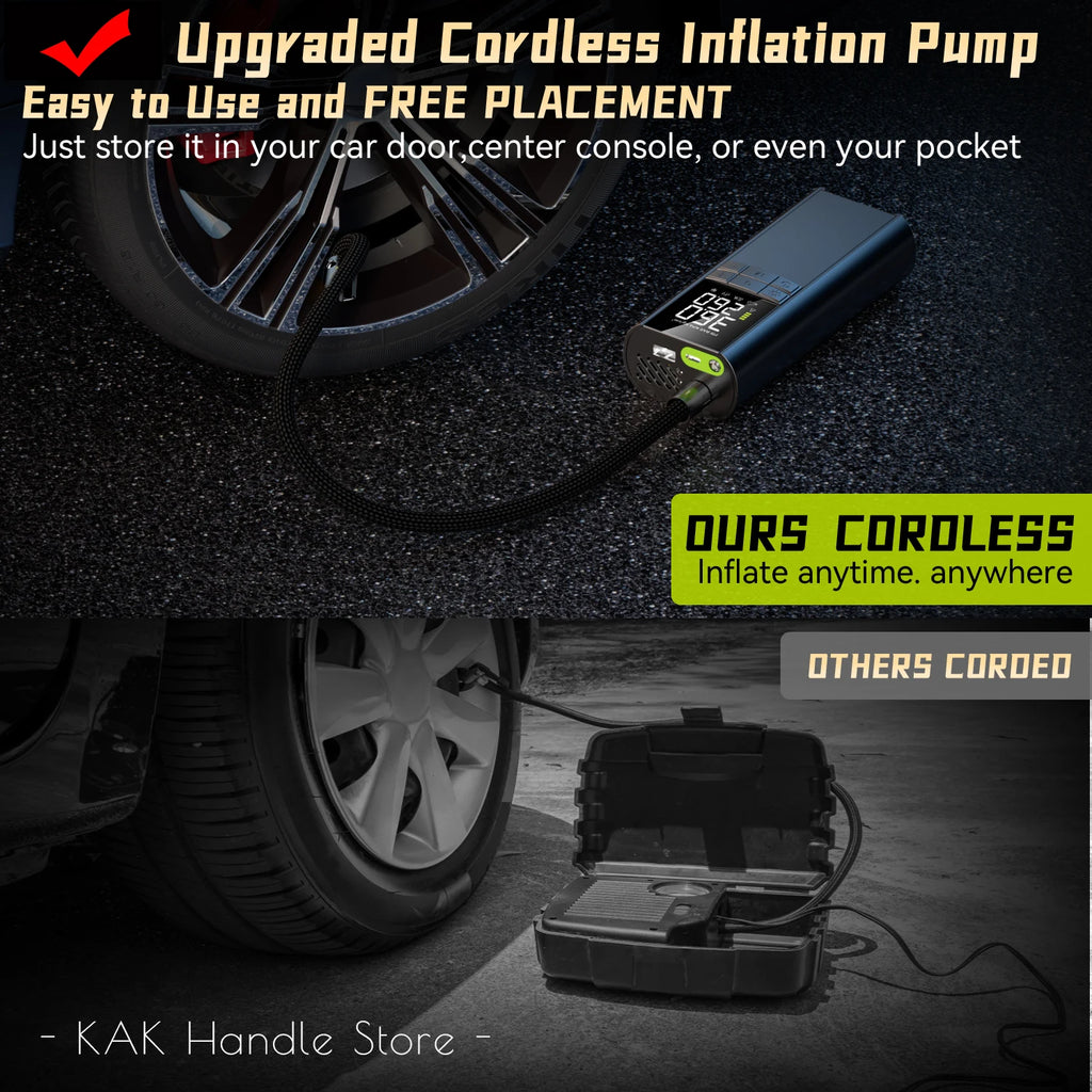Cordless Tire Inflator with Digital Gauge, 8000mAh