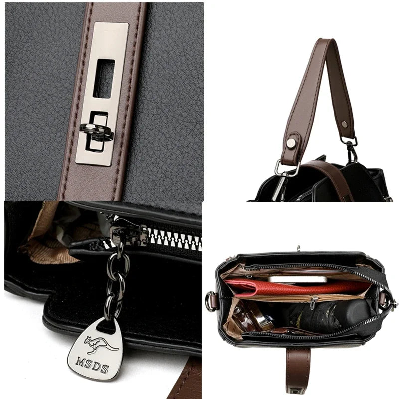 Luxury PU Leather Casual Tote Shoulder Bag – Designer Crossbody Handbag for Women