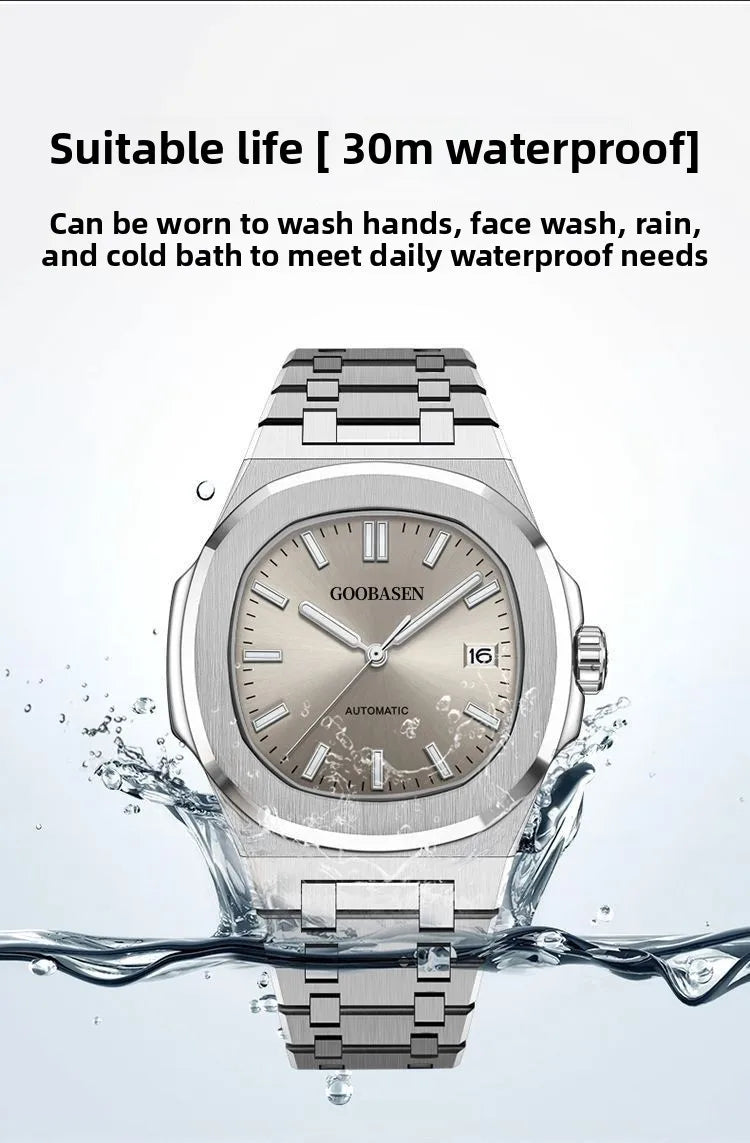 Men's Luxury Steel Strap Quartz Wristwatch | Luminous Waterproof Dress Watch