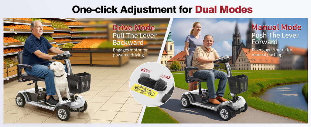 Foldable Travel Mobility Scooter for Seniors, Magnetic Brake