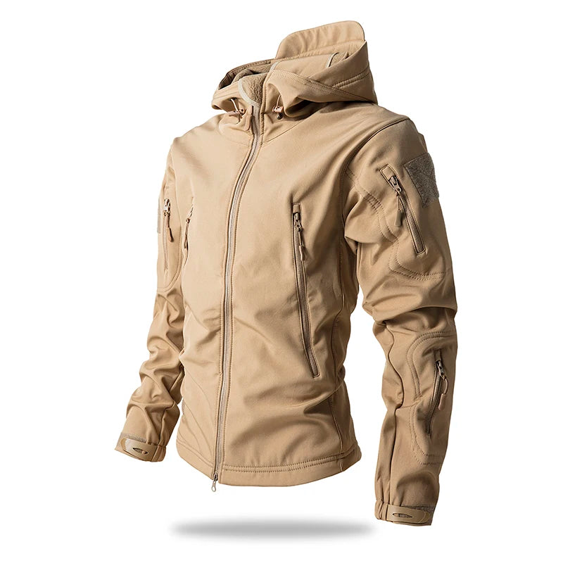 Men's Soft Shell Tactical Fleece Hooded Jacket
