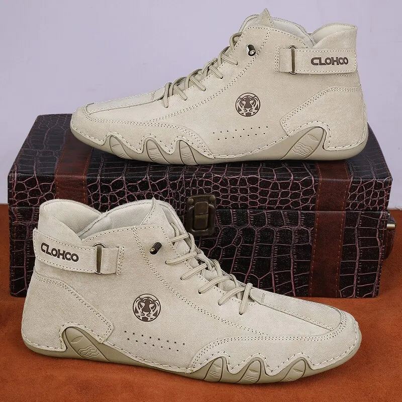Men's Genuine Leather Lace-Up Ankle Boots