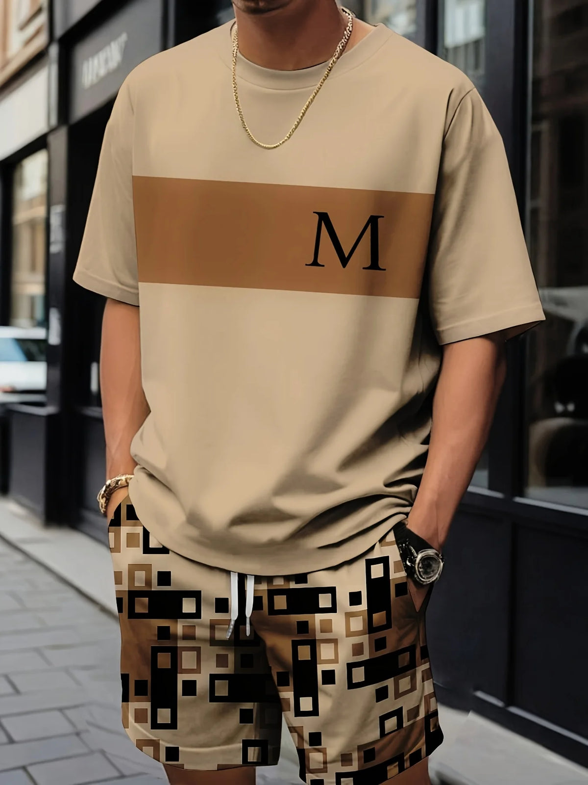 Men's 3D Gradient Print Short Sleeve T-Shirt & Shorts Set – Stylish Athletic Wear