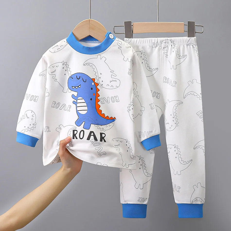 Kids' Unisex Cotton Cartoon Pajama Set | Soft Warm Sleepwear for Boys & Girls