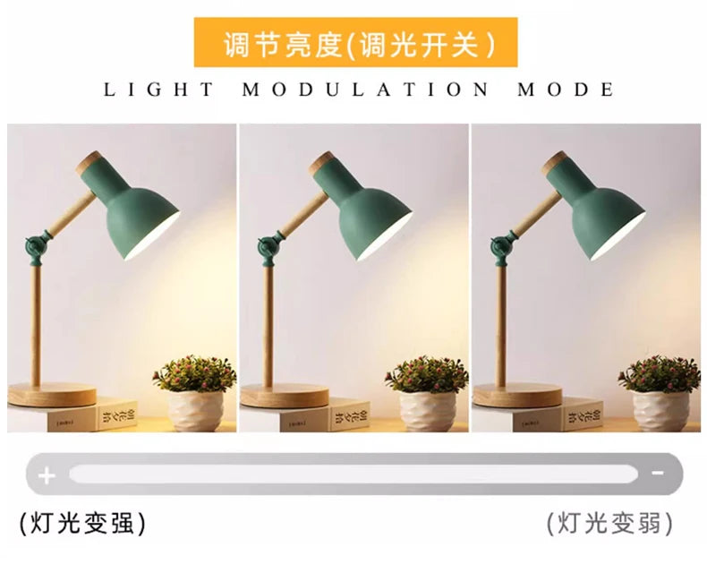 Wooden Desk Lamp – Nordic-Style Adjustable Head