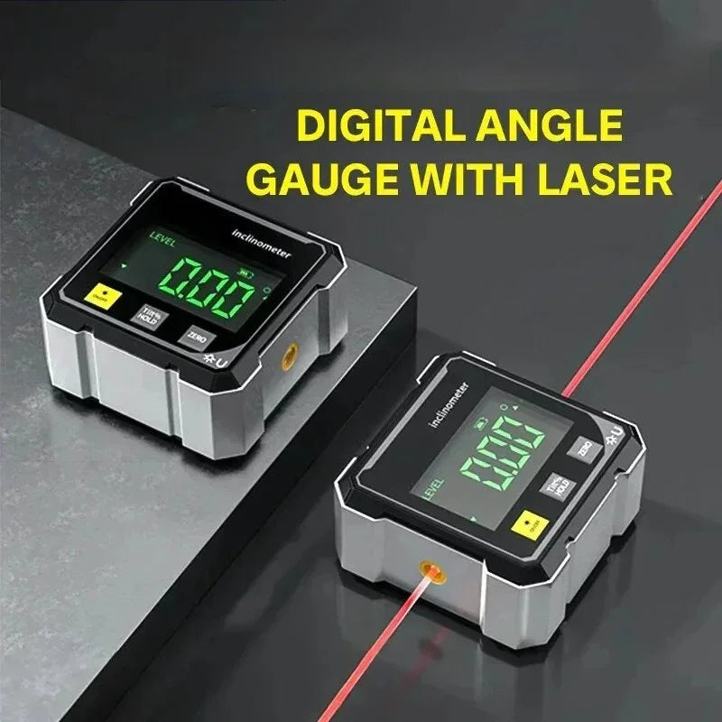 Digital Magnetic Angle Ruler & Inclinometer with Laser — Precision Protractor