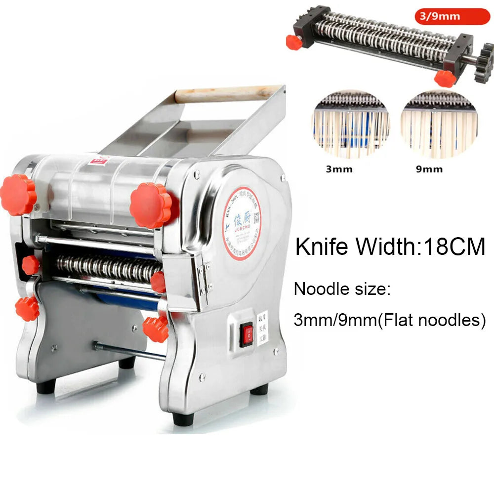 550W Electric Pasta & Noodle Maker — Stainless Steel Dual Knife Dumpling Skin Roller