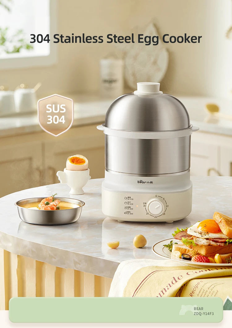 360W Electric Egg Cooker with Timer — Multicooker Steamer