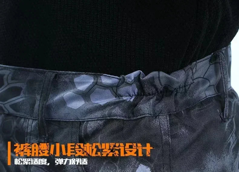 Men's Python Pattern Tactical Tracksuit – Wear-Resistant Designer Outdoor Suit (M–4XL)