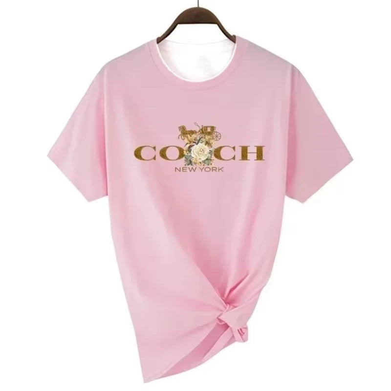 Women's Luxury Print O-Neck Short Sleeve T-Shirt – Hip Hop Alphabet Summer Top 2026