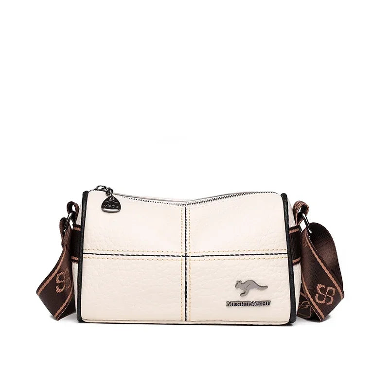 Luxury Genuine Leather Barrel Crossbody Bag – Sequin Shoulder Messenger Bag for Women