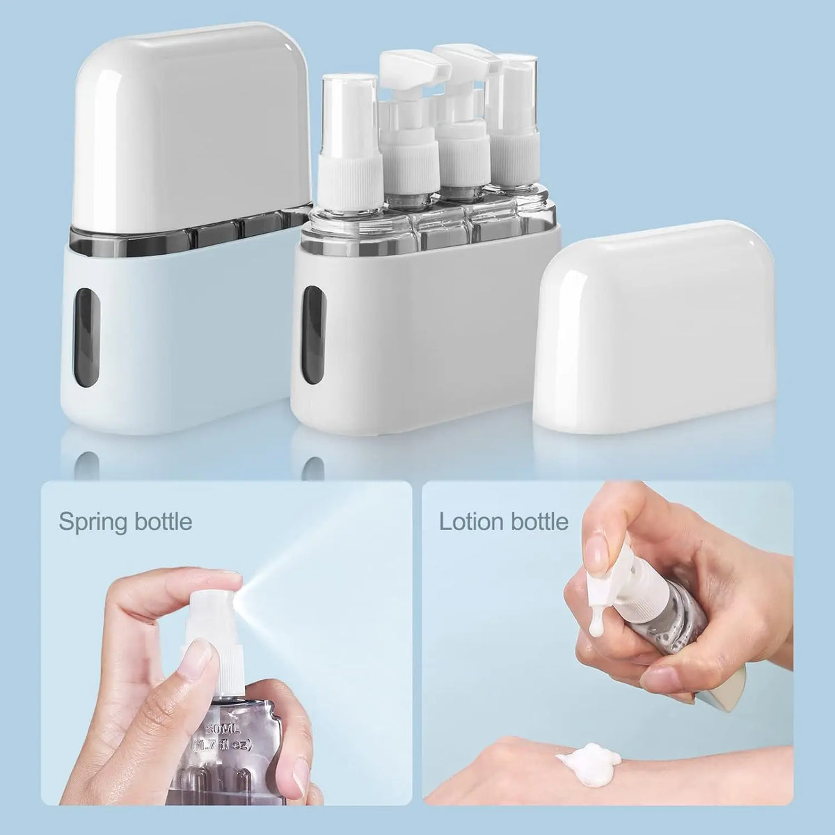 4-in-1 TSA-Approved Leak-Proof Refillable Travel Toiletry Bottles Kit – Airplane Carry-On Accessories