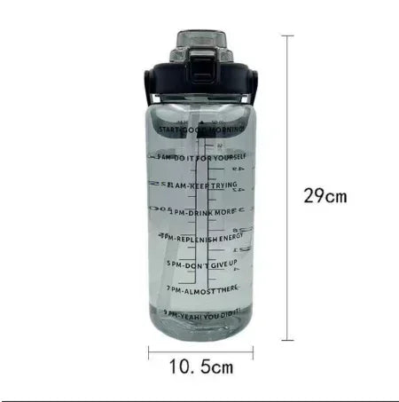 2L Large Capacity Motivational Water Bottle with Straw & Time Marker – BPA-Free Portable Fitness Bottle