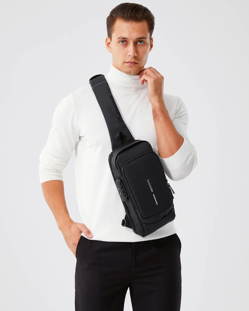 Men's Anti-Theft PU Leather Crossbody Bag – Multifunctional Shoulder & Chest Bag