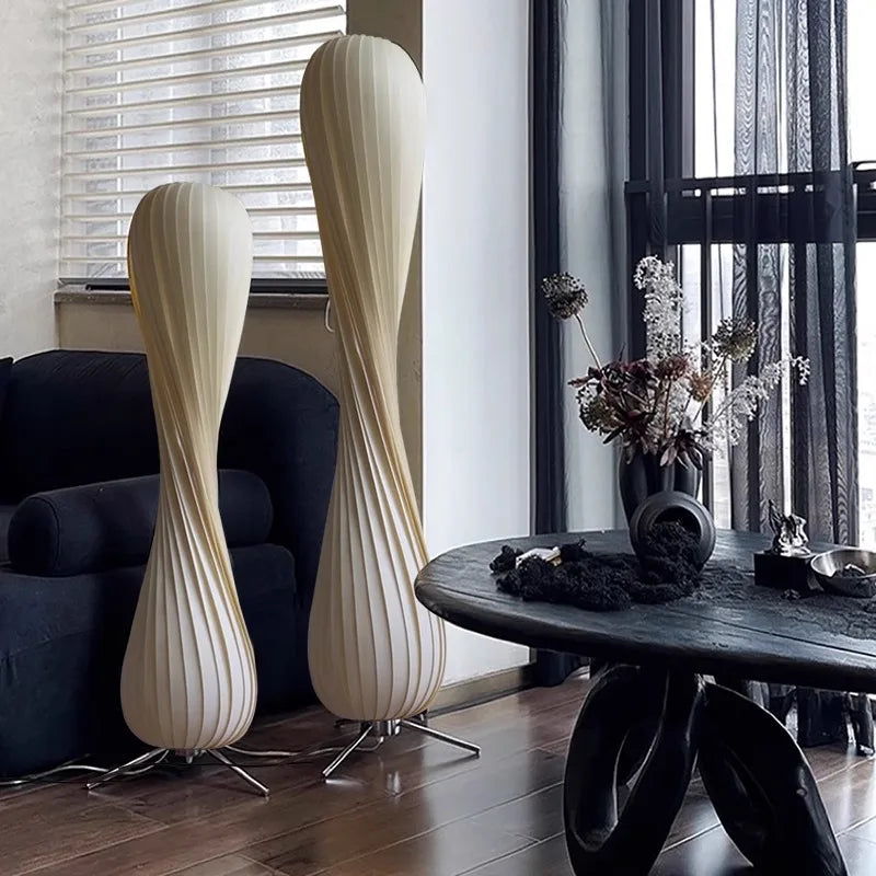 Sculptural Floor Lamp – Twisted Shade Design