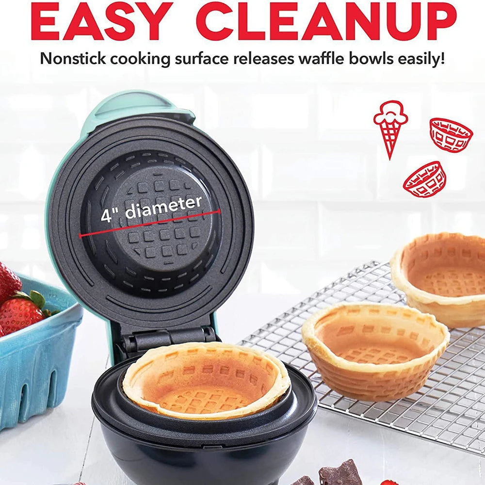 Mini Waffle Bowl Maker — 110V/220V Breakfast Machine for Egg Tart, Ice Cream & Egg Roll
