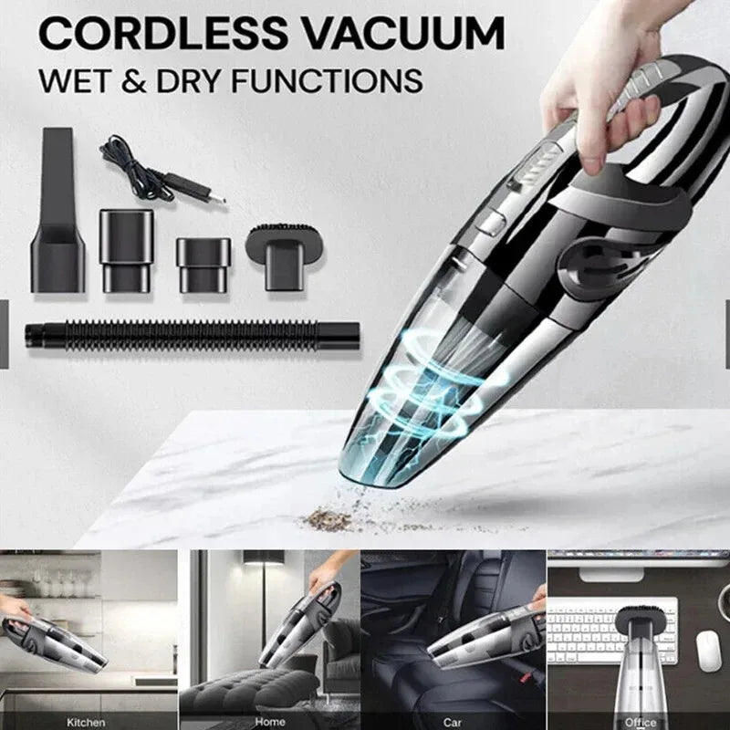 Cordless Handheld Car Vacuum — 6000Pa Wet & Dry Portable Vacuum with HEPA Filter
