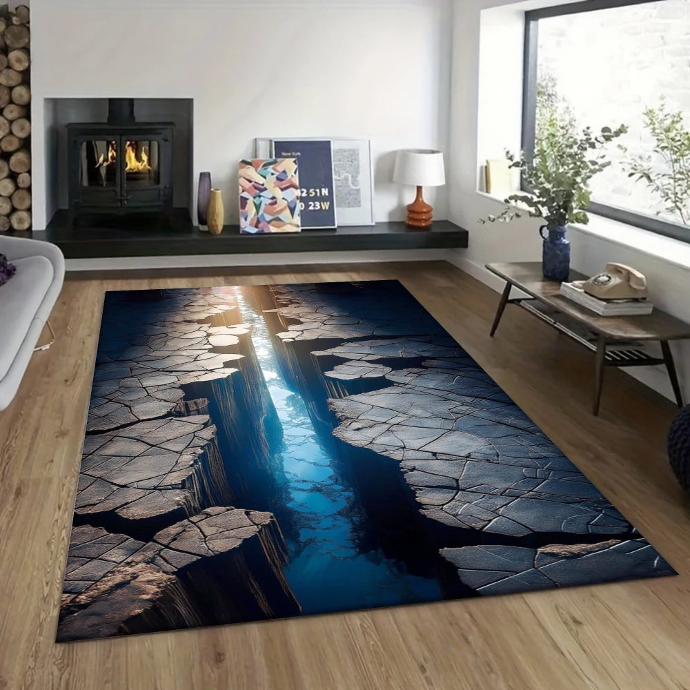 3D Illusion Deep Hole Gaming Room Rug – Non-Slip Area Carpet for Living Room, Bedroom & Lounge, 5 Designs & 3 Sizes