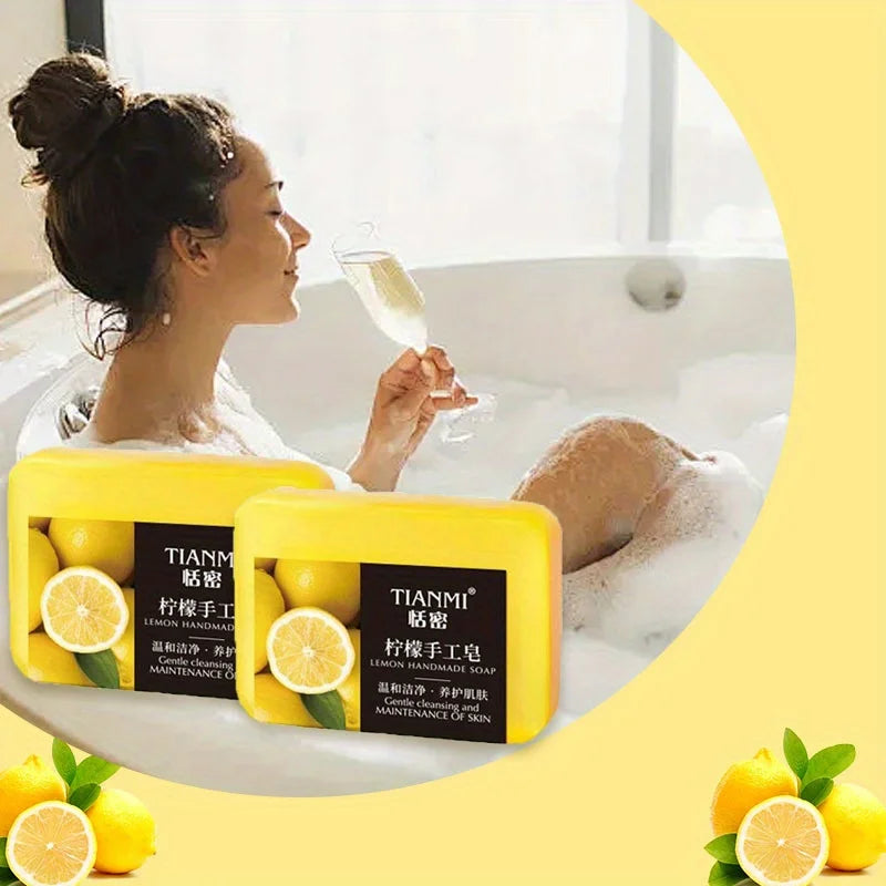 Lemon Handmade Soap Bar – Moisturizing & Cleansing for All Skin Types, 140g (2-Pack)