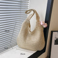 Handmade Straw Rattan Woven Tote Bag – Bohemian Beaded Summer Beach Shoulder Bag for Women