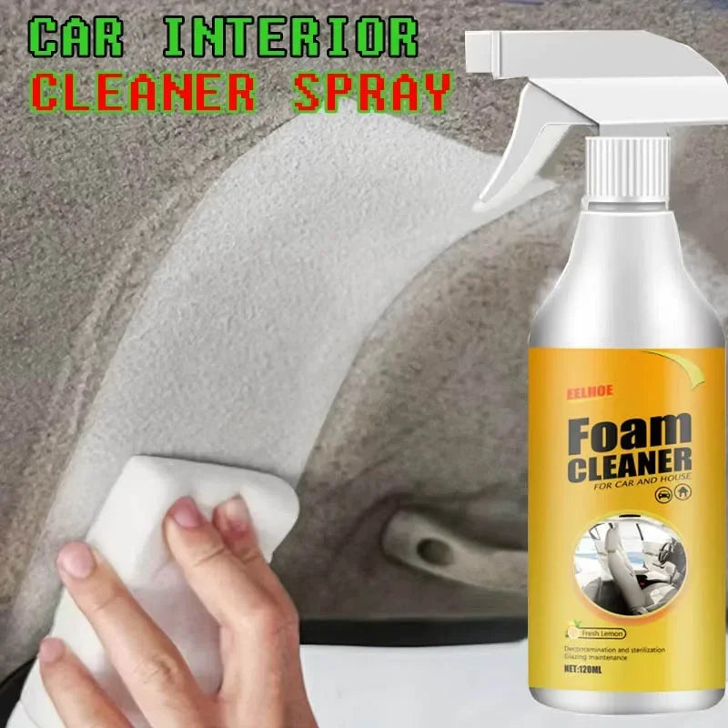 Deep Clean Without the Mess — Multifunctional Car Upholstery Cleaner | 120ml Foam Spray, Waterless Wash, pH Neutral, Stain Removal, 1/3/5/10pcs