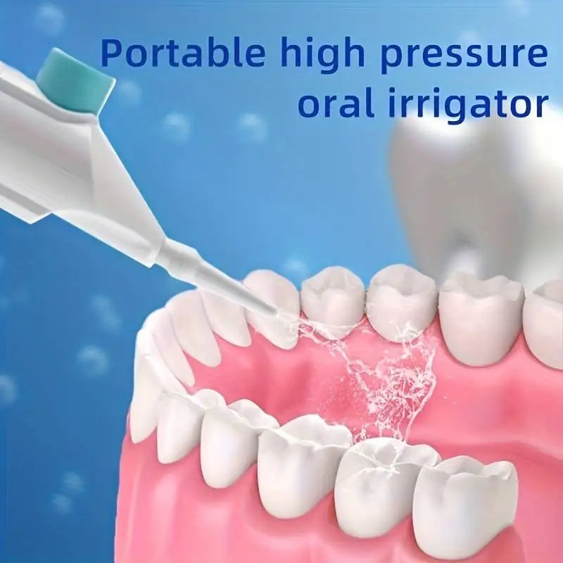 Cleaner Teeth. Healthier Gums. — Portable Manual High Pressure Oral Irrigator | Water Dental Flosser, Toothpick Jet, No Batteries, Pink, Blue & Black